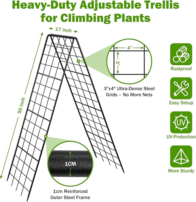 Heavy Duty 2 Pack 50"x17" Adjustable A-Frame Trellis - Image 2