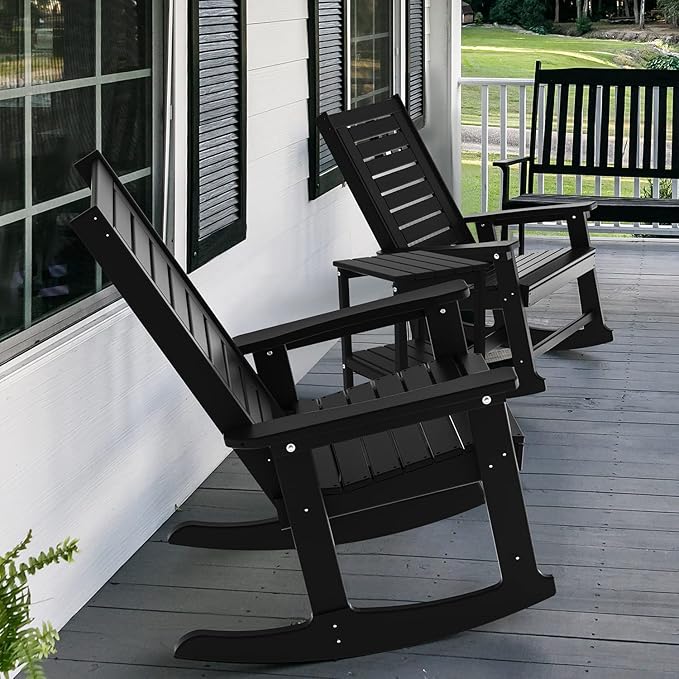 GREENVINES Outdoor Rocking Chairs | Set of 2 | Porch Rocker | HDPE Plastic | - Image 6