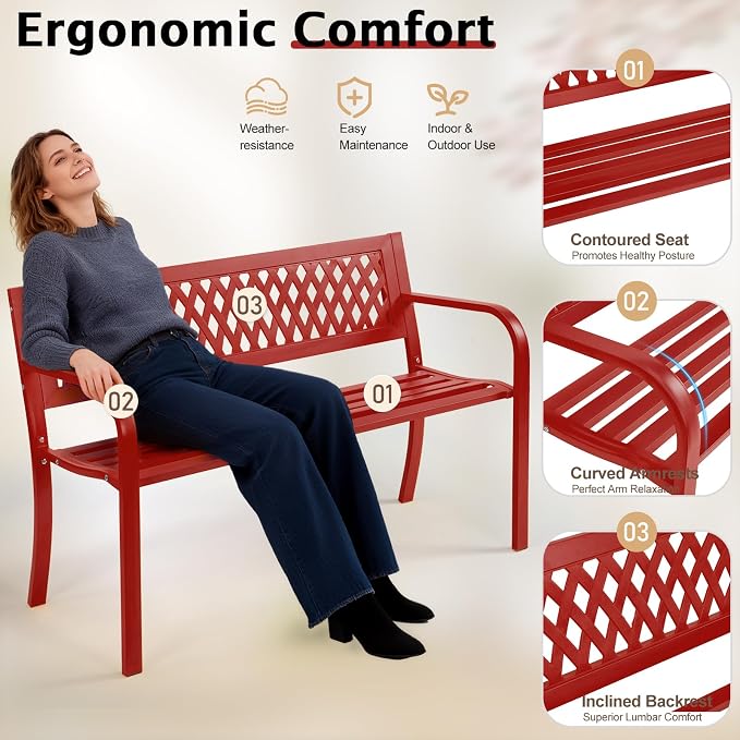 Outvita Outdoor Bench, Patio Bench - Image 6