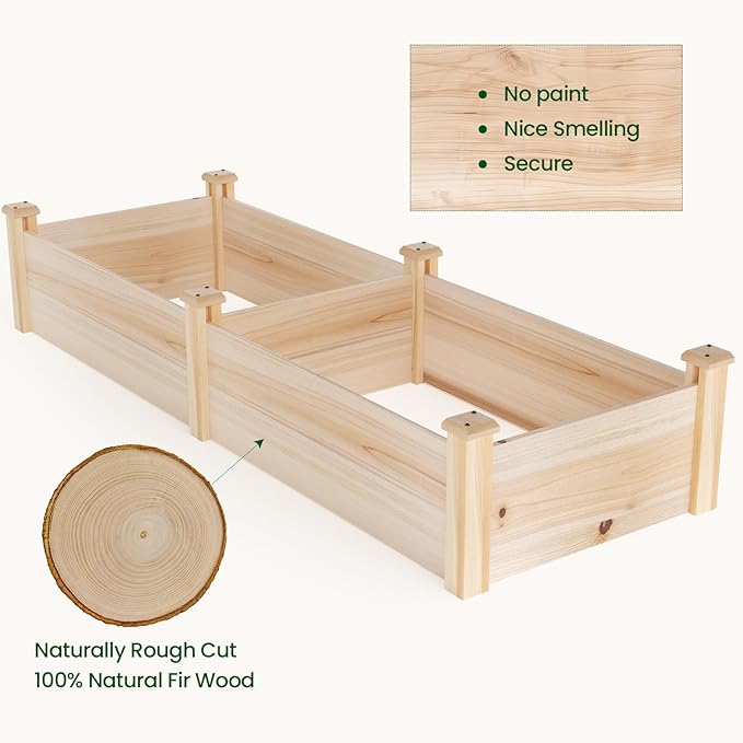 MIXC 8×2ft Wooden Horticulture Raised Garden Bed Divisible Elevated Planting - Image 5