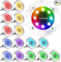LYHOPE Solar Ground Light Outdoor, 16 Pack 8 LED Color Changing Solar Disk by LYHOPE