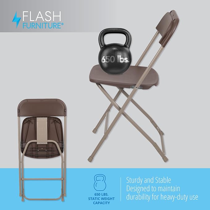 Flash Furniture Hercules Series Plastic Folding Chair Brown - Image 9