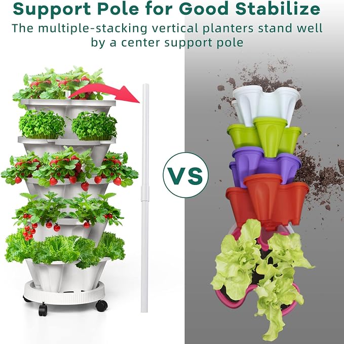 6 Tiered Strawberry Planters, Vertical Garden Tower, Stacking Planter - Image 2