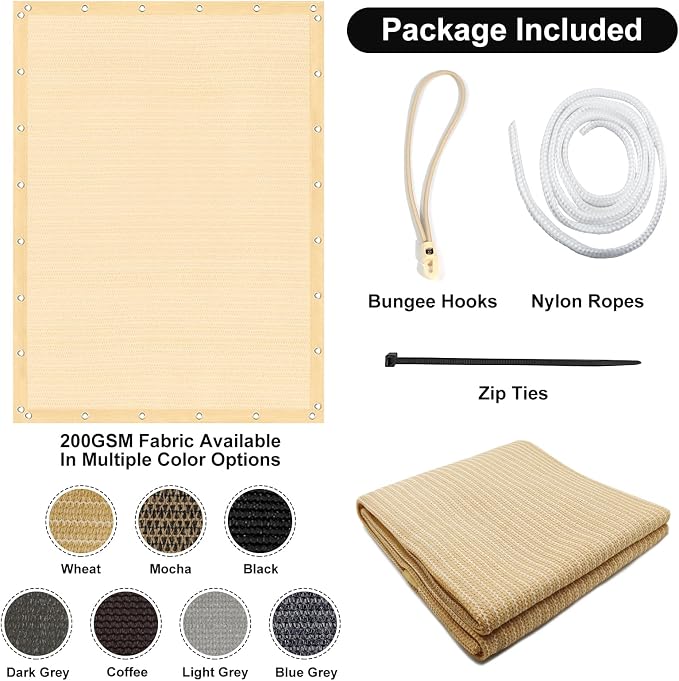 Artpuch 90% Sun Shade Cloth, 10 x 10 FT Pergola Shade Cover Canopy - Image 7
