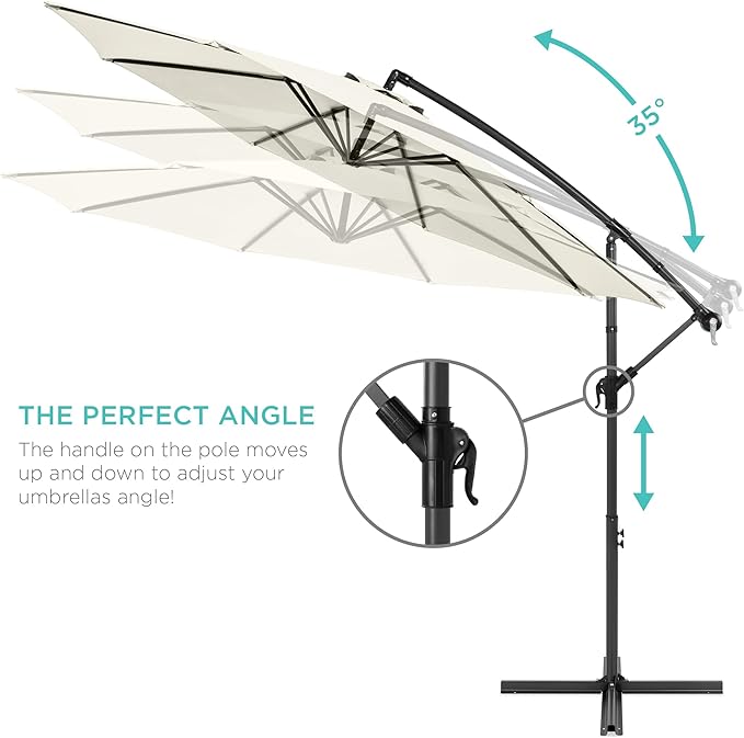 Best Choice Products 10ft Offset Hanging Market Patio Umbrella w/Easy Tilt - Image 4