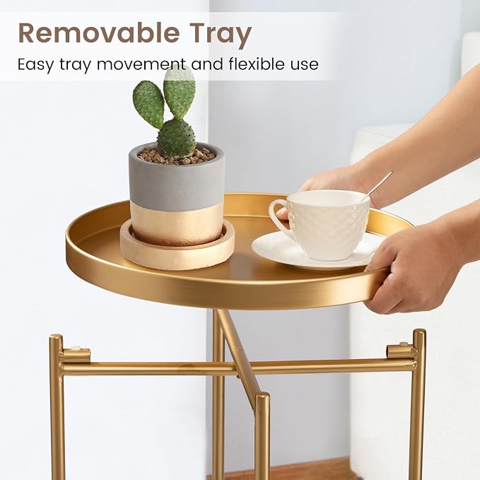 danpinera 2-Tier End Table, Outdoor Side Table, Metal Round Desk - Image 4