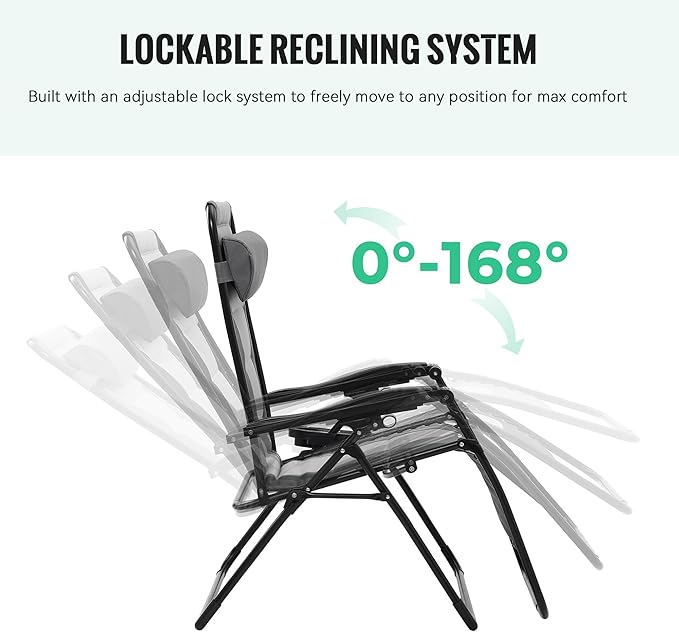 JEAREY Oversized Padded Zero Gravity Chairs, Folding Lounge Chair Outdoor Patio - Image 6