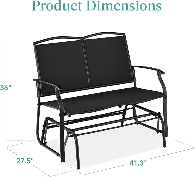 Best Choice Products 2-Person Outdoor Patio Swing Glider Steel Bench Loveseat - Image 3