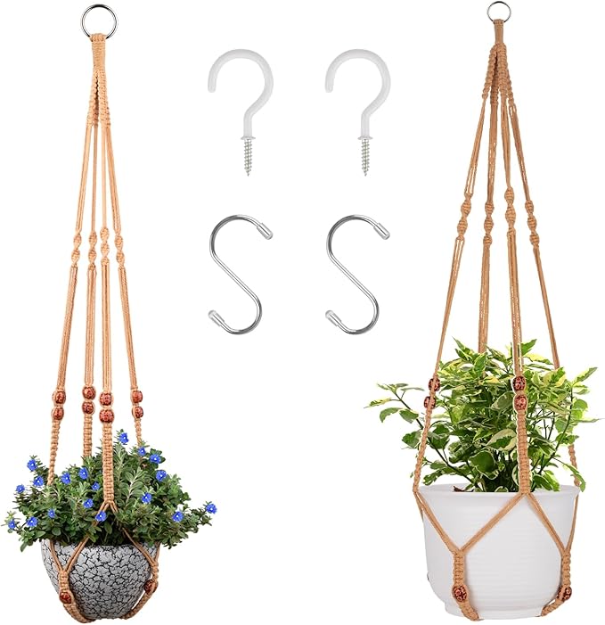 Macrame Plant Hanger for 5 to 10 Inch Plant Pots, Hanging Planter Basket Holder by RIFNY