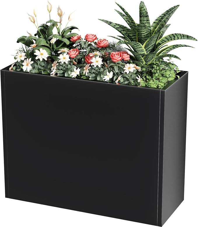 Tall Metal Planter Box for Outdoor Plants 36"L x 12"W x 26"H, Heavy Duty Steel by Unknown