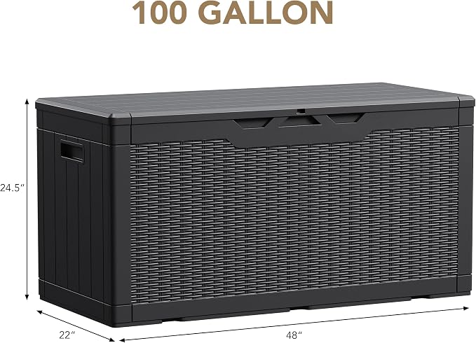 Devoko 100 Gallon Waterproof Large Resin Deck Box Indoor Outdoor Lockable - Image 7