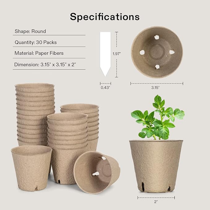 VIVOSUN Peat Pots, 30 Packs 3.15-Inch Seed Starting Pots - Image 2