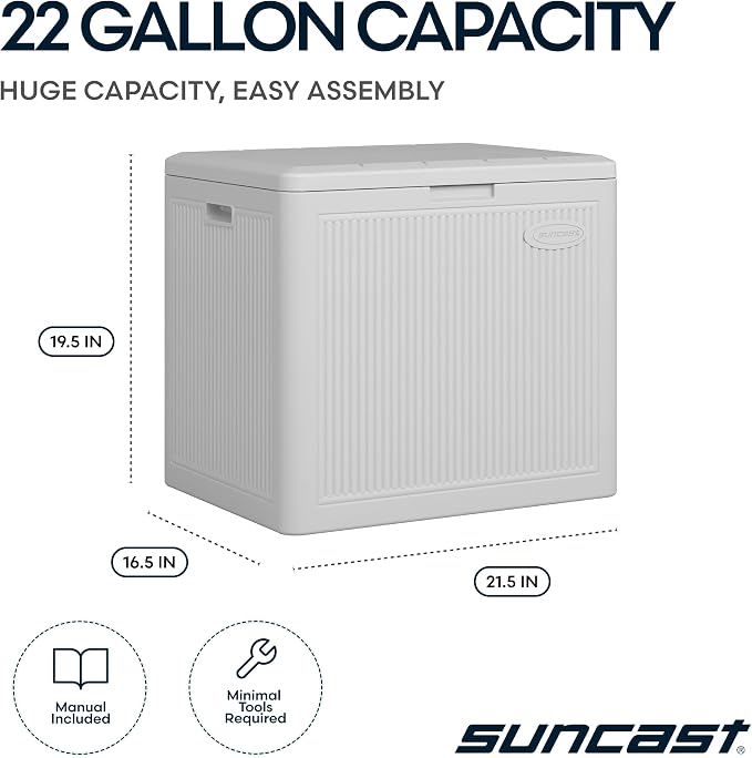 Suncast 22-Gal. Resin Small Outdoor Patio Deck Box - Image 3