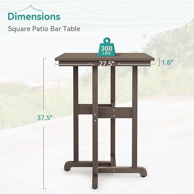 37.5" H Outdoor Bar Table，HDPE Bar Height Table - Image 3