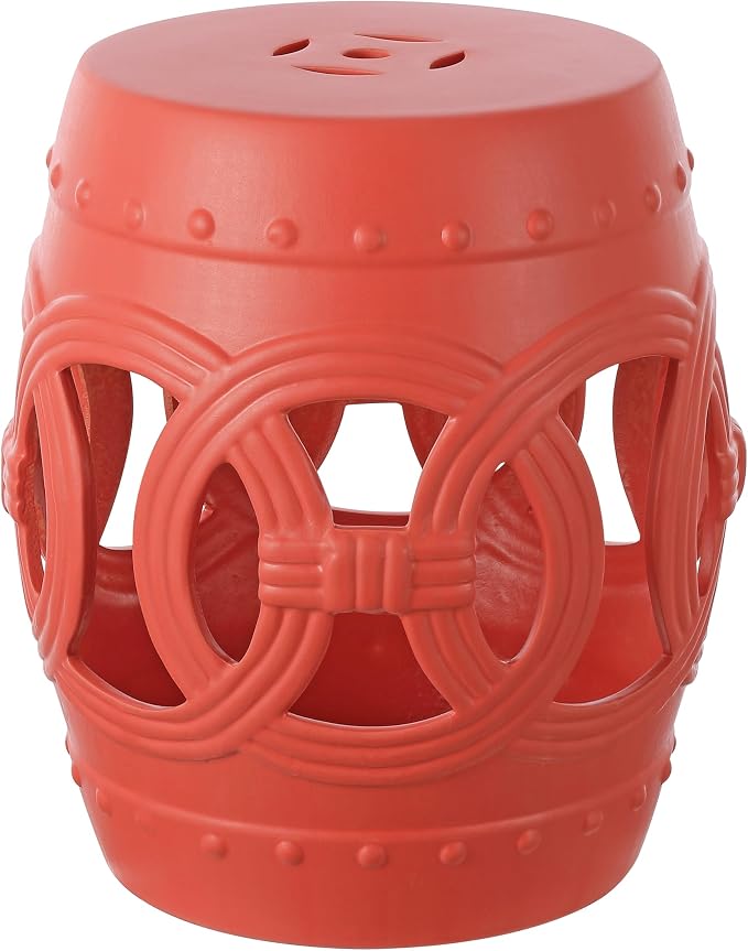 JONATHAN Y TBL1022G Lucky Coins 16" Chinese Ceramic Drum Indoor/Outdoor Garden by JONATHANY