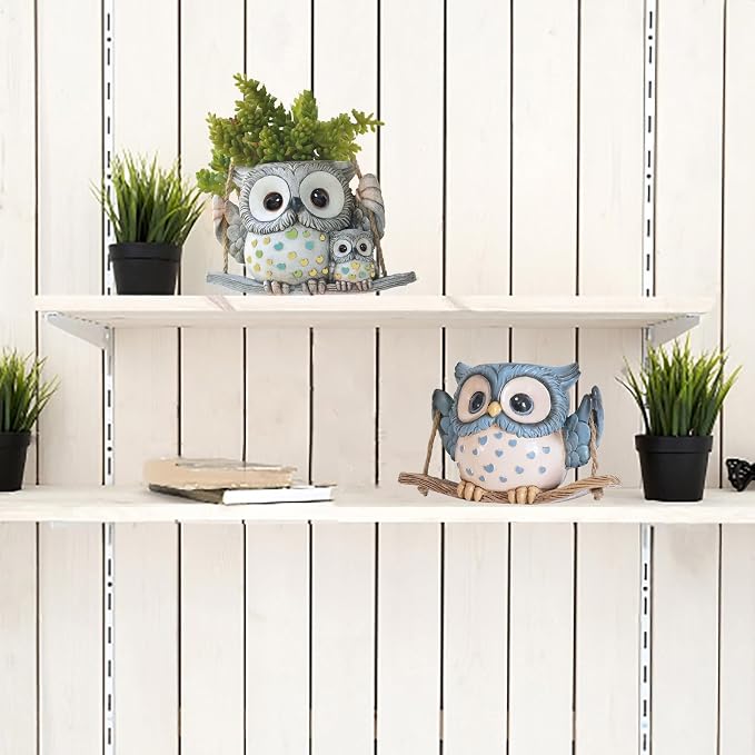 Swing Owl Hanging Planters for Indoor Plants, Cute Small Succulent Pots - Image 6