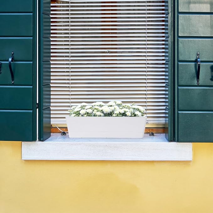 GREANER 12x3.8 Inch Herb Planters, 6 Pack White Rectangle Window Boxes - Image 7
