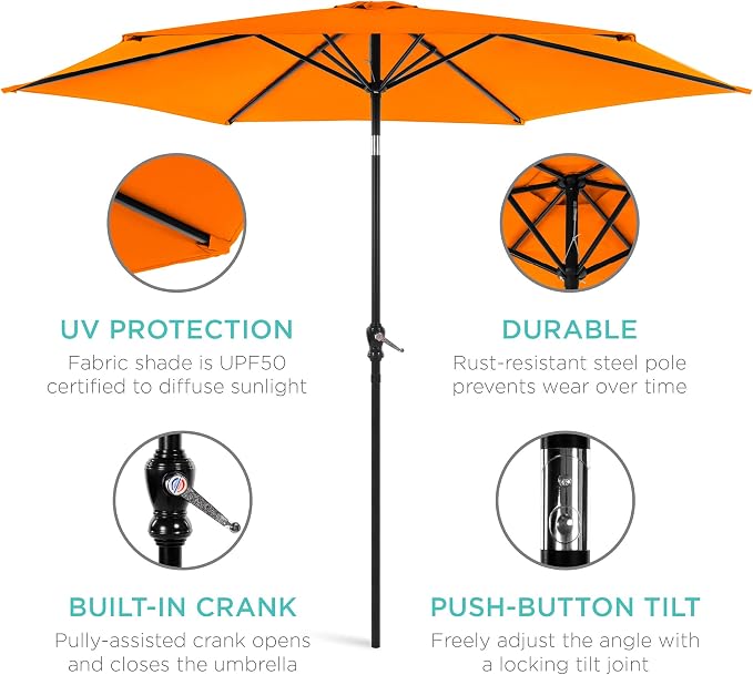 Best Choice Products 10ft Outdoor Table Compatible Steel Polyester Market Patio - Image 5