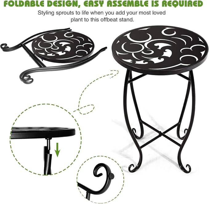 2 Pack 15 Inch Tall Plant Stands Outdoor Indoor, Metal Side Tables - Image 3