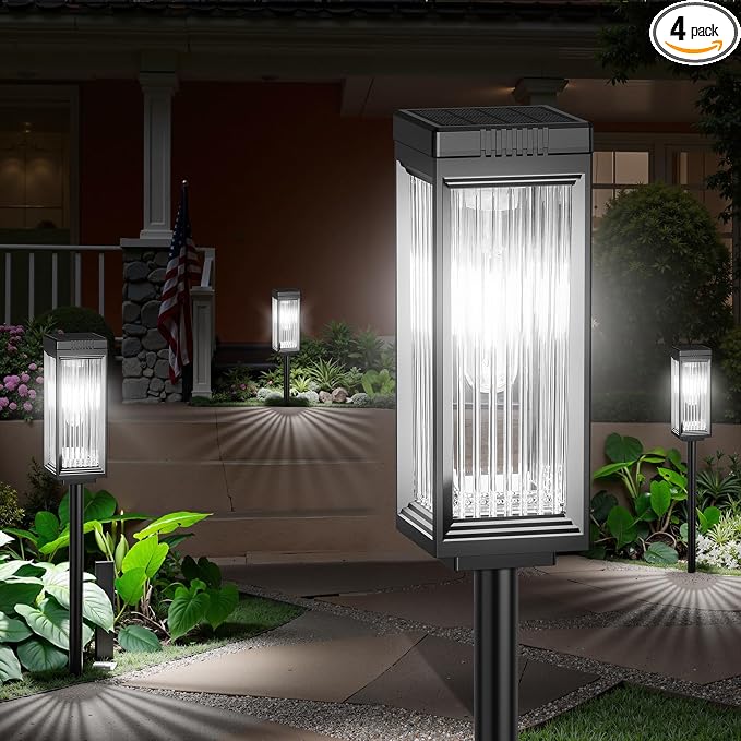 Solar Pathway Lights Outdoor, 4 Pack Upgraded Solar Lights Outdoor Waterproof by ELECLINK