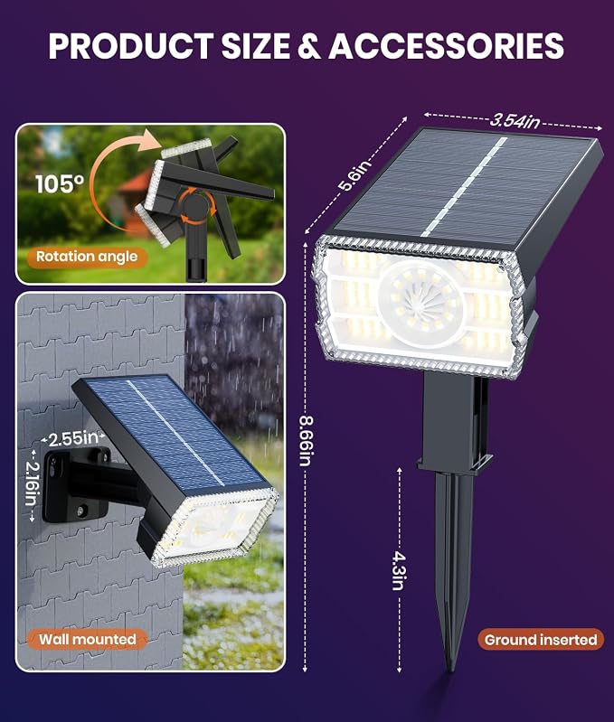 Christmas Solar Spot Lights Outdoor Waterproof 4-Pack, 58 LED Adjustable - Image 5