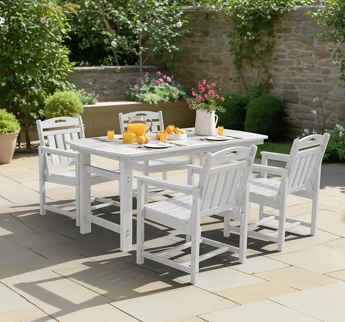 Ciokea HDPE Outdoor Patio Dining Chairs Set of 2, All-Weather Porch Chair - Image 6