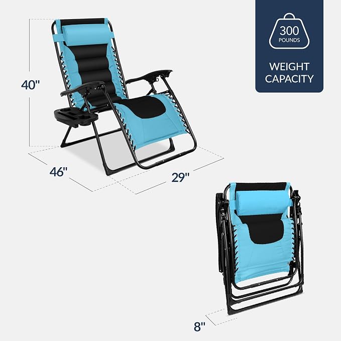 Best Choice Products Oversized Padded Zero Gravity Chair, Folding Outdoor Patio - Image 3
