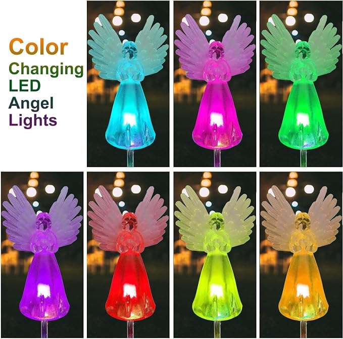 4 Pack Solar Angel Lights Outdoor Decor, Decorative Color Changing Waterproof - Image 4