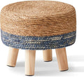 Wimarsbon Round Foot Stool Natural Seagrass Poufs Ottoman Hand Weave Footrest by Wimarsbon