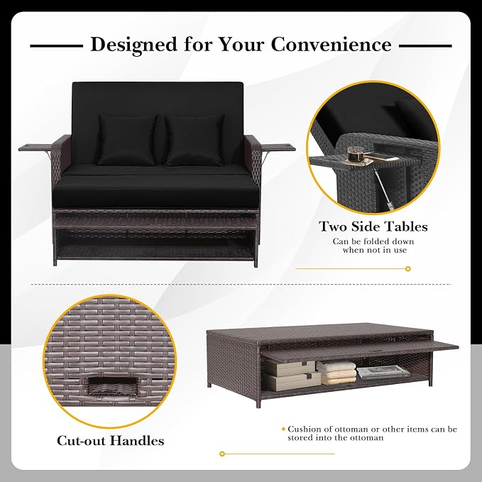 HAPPYGRILL Patio Rattan Wicker Daybed - Image 5