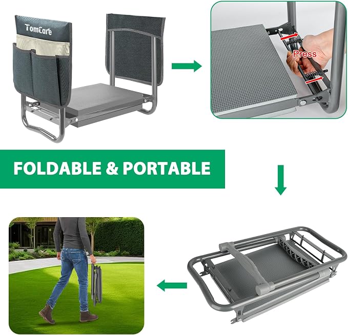 TomCare Garden Kneeler and Seat 10.64” Wider Larger Soft Kneeling Pad Garden - Image 6