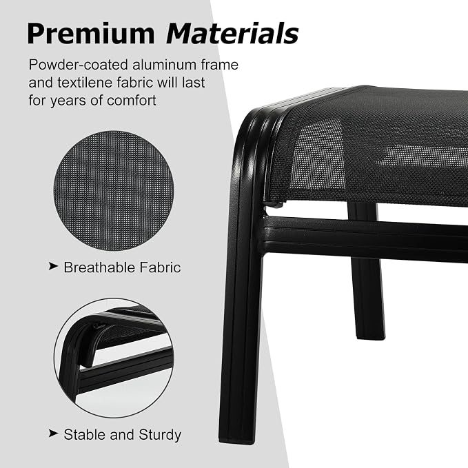 Patio Footstools Outdoor Foot Rest Aluminum Patio Ottomans Portable Seat Wicker - Image 4