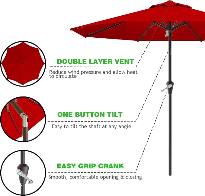 AreShark 9 FT Patio Umbrella for Outdoor, Outdoor Umbrella - Image 2