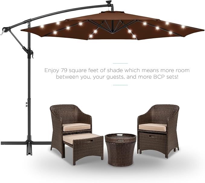 Best Choice Products 10ft Solar LED Offset Cantilever Hanging Market Patio - Image 2