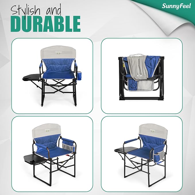 SUNNYFEEL Camping Directors Chair, Heavy Duty, Oversized Portable Folding Chair - Image 7