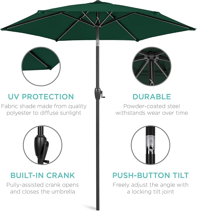 Best Choice Products 7.5ft Heavy-Duty Round Outdoor Market Table Patio Umbrella - Image 5