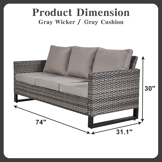 Belord 6 Piece Outdoor Furniture Patio Wicker Sofa Set, Oversize Outdoor Swivel - Image 3