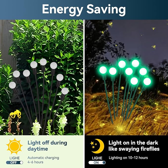 Solar Garden Lights Outdoor Waterproof, 4 Pack 32 LED Swaying Light Firefly - Image 3