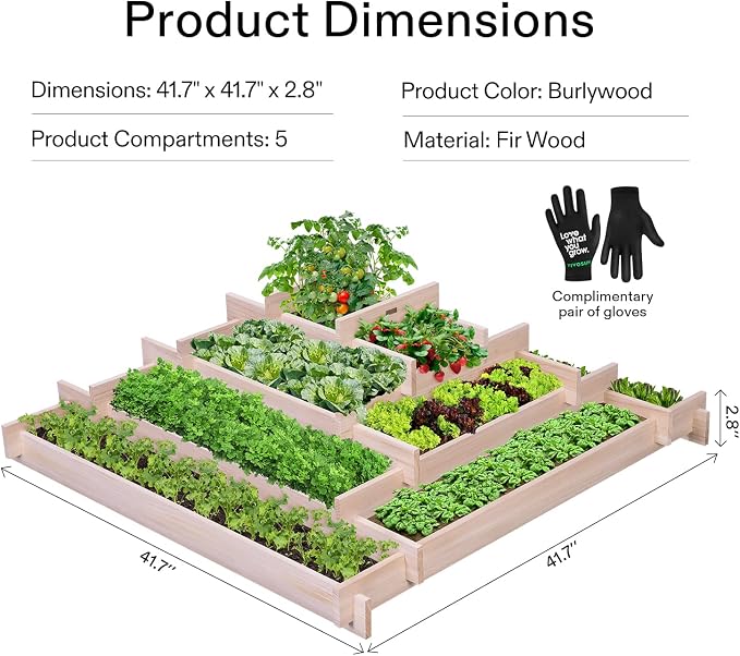 VIVOSUN 5-Tier Wooden Raised Garden Bed, Outdoor Wood Planter Box - Image 7