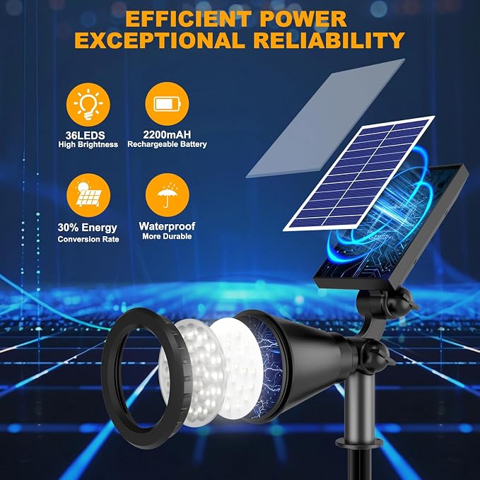 Solar Lights Outdoor Waterproof, 36 LEDs 1000LM Adjustable Solar Spot Lights - Image 8