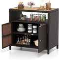 Tangkula Rattan Outdoor Storage Cabinet, Patiojoy Outdoor Cabinet by TANGKULA