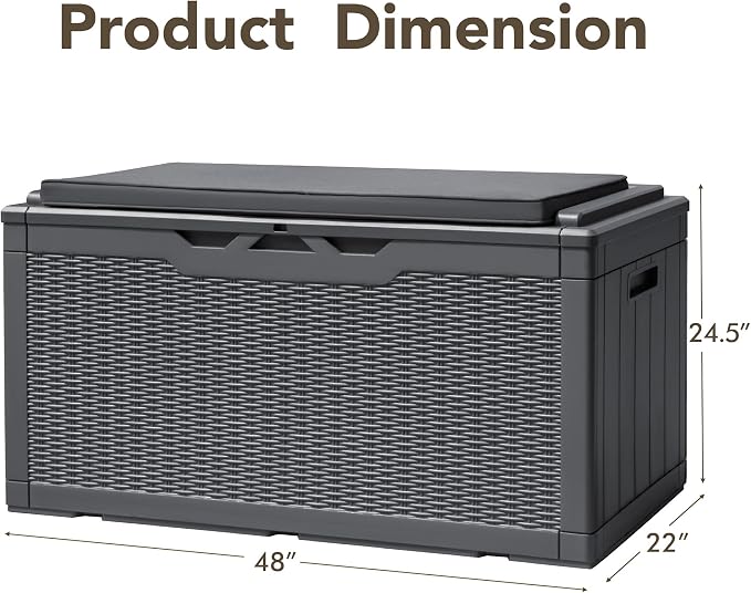 Devoko 100 Gallon Deck Box, Waterproof Resin Outdoor Storage Box - Image 2