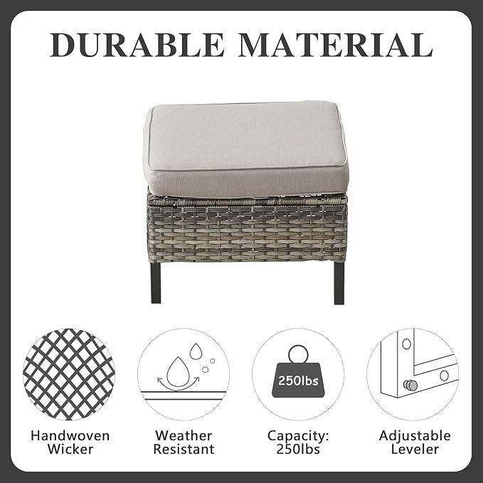 Belord Wicker Patio Furniture 5 Piece Outdoor Sofa Set, Oversize Outdoor Swivel - Image 9