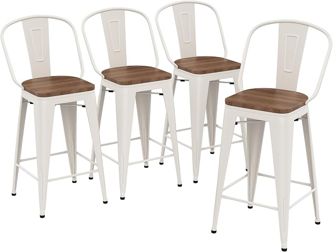 Yongqiang 26 inch Metal Bar Stools Set of 4 Farmhouse Kitchen Island Counter by lightupyourlife
