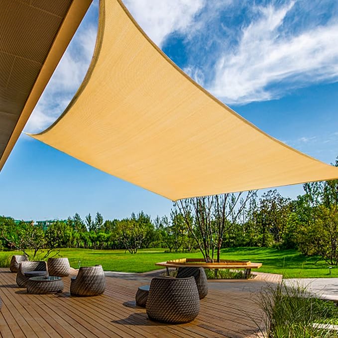 KANAGAWA 22'X22' Sand Custom Size Sun Shade Sail Square UV Block Canopy Cover by KANAGAWA
