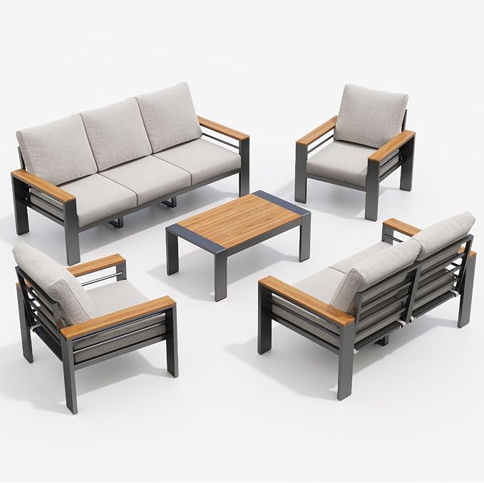 Aoxun Aluminum Outdoor Patio Furniture Set, 7 Seats Outdoor Sectional - Image 8
