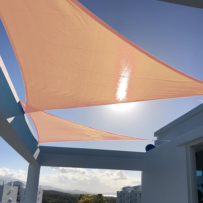 SUNNY GUARD Custom Size 8'x11'x13.6' Peach Fuzz Sun Shade Sail Right Triangle by SUNNYGUARD