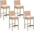 ECOTOUGE Rattan Bar Stools Set of 4, Wicker Woven Patio Stools & Patio Bar by ECOTOUGE
