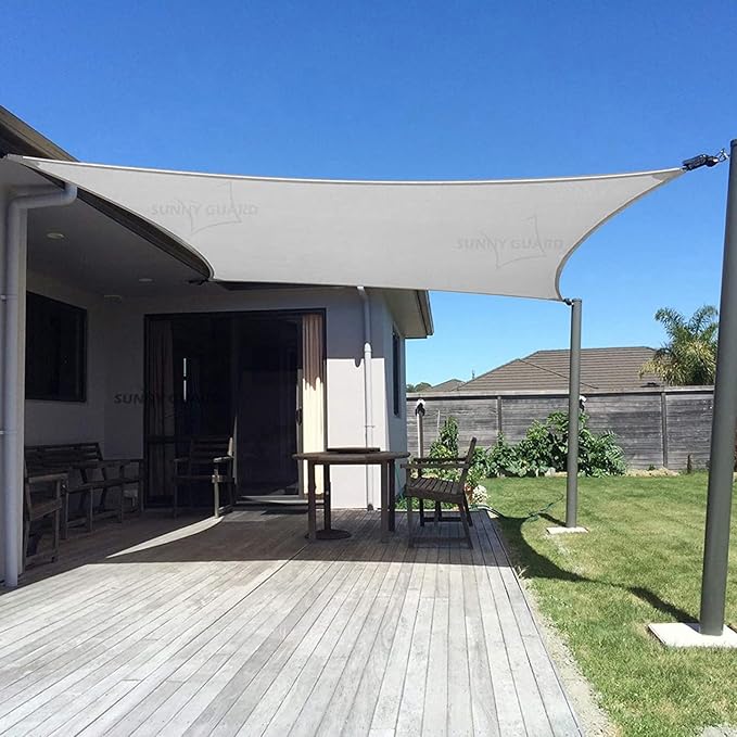 SUNNY GUARD Custom Size 6'x6' Silver Grey Sun Shade Sail Rectangle UV Block by SUNNYGUARD