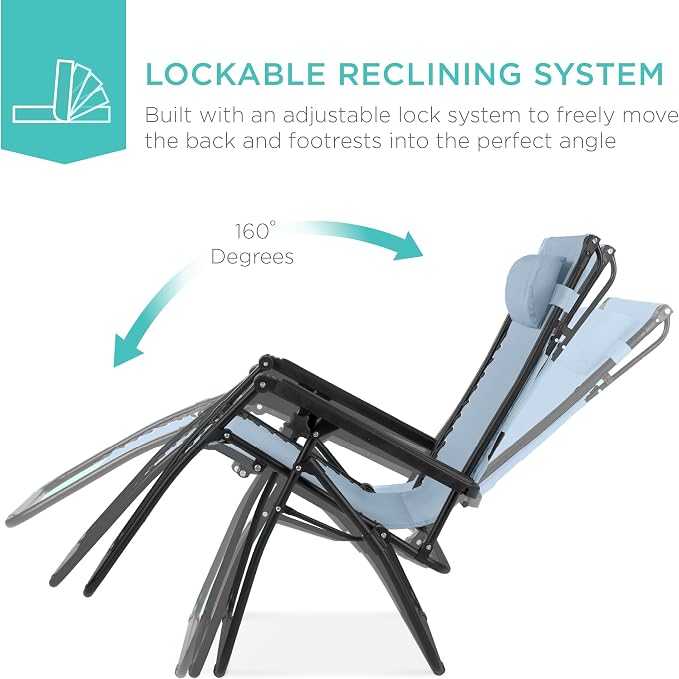 Best Choice Products Folding Zero Gravity Outdoor Recliner Patio Lounge Chair - Image 3